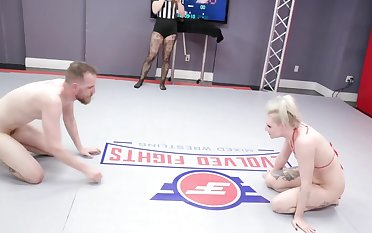 Chad Diamond & Arielle Aquinas are wrestling naked on the floor